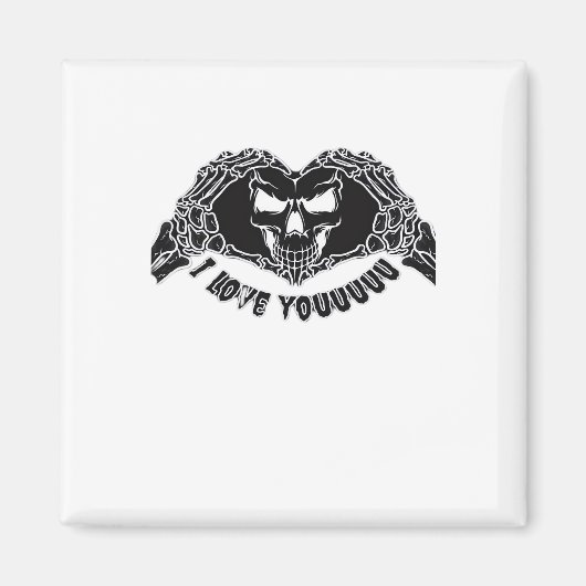 スケルトンハンドスカル、バックグロのハロウィーンデザイン マグネット (正面)