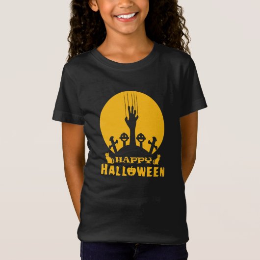 スケルトンハンドハロウィン墓地Tシャツ Tシャツ (正面)