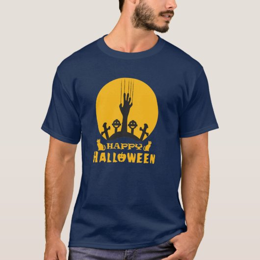 スケルトンハンドハロウィン墓地Tシャツ Tシャツ (正面)