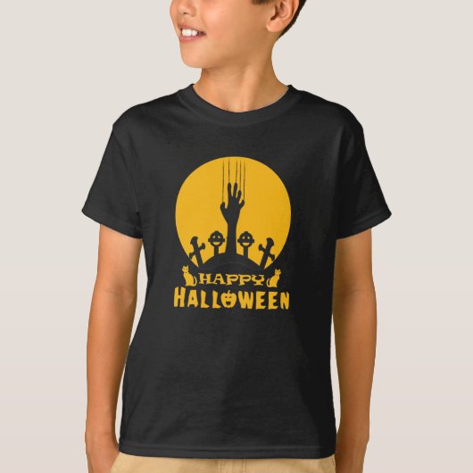 スケルトンハンドハロウィーン墓地 Tシャツ (正面)