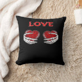 スケルトンハンドハートおもしろいデザイン クッション (ブランケット)