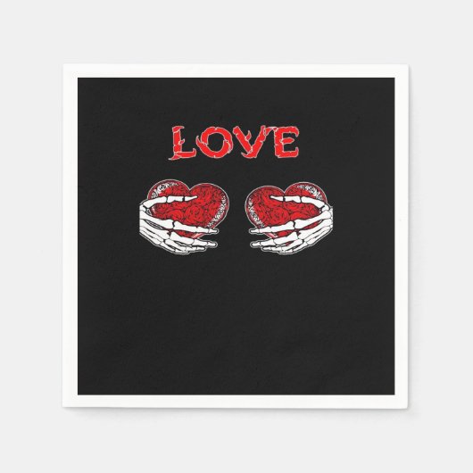 スケルトンハンドハートおもしろいデザイン スタンダードカクテルナプキン (正面)