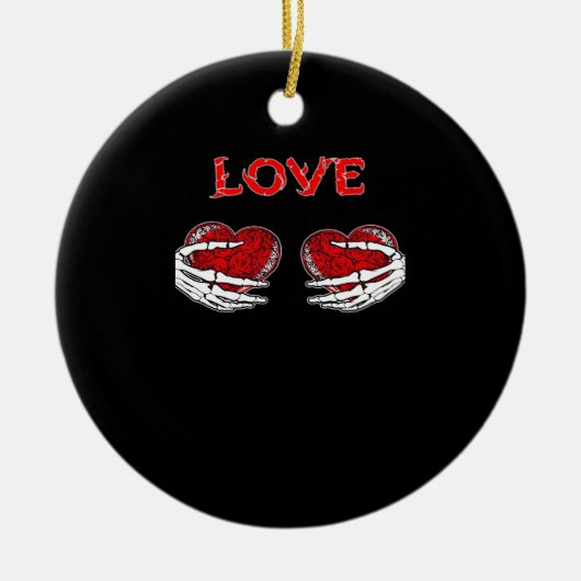 スケルトンハンドハートおもしろいデザイン セラミックオーナメント (正面)