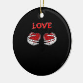 スケルトンハンドハートおもしろいデザイン セラミックオーナメント (左)