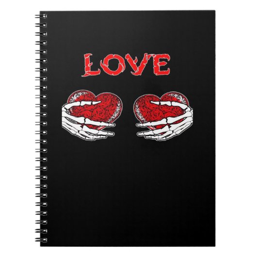 スケルトンハンドハートおもしろいデザイン ノートブック (正面)