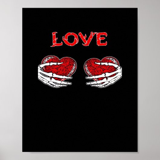 スケルトンハンドハートおもしろいデザイン ポスター (正面)