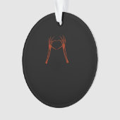 スケルトンハンドハートサインコスチューム面白いハロウィーン オーナメント (正面)