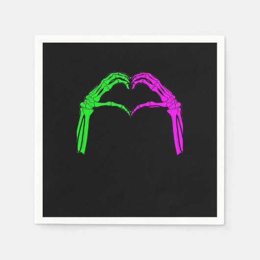 スケルトンハンドハートサインレトロハロウィーンの衣装 スタンダードカクテルナプキン (正面)