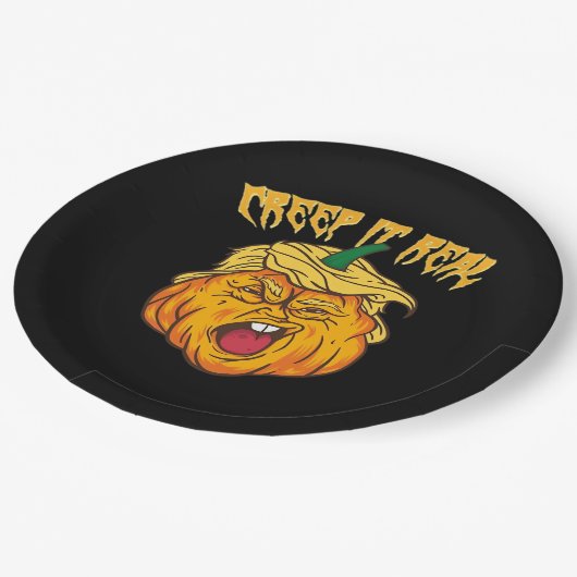 スケルトンハンドハートサインレトロハロウィーンの衣装 ペーパープレート (アングル)