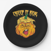 スケルトンハンドハートサインレトロハロウィーンの衣装 ペーパープレート (正面)