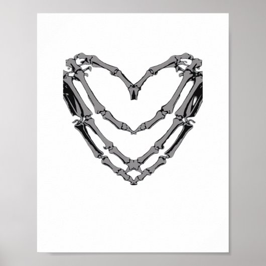 スケルトンハンドハートサインレトロハロウィーンの衣装 ポスター (正面)