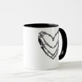 スケルトンハンドハートサインレトロハロウィーンの衣装 マグカップ (正面右)