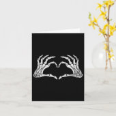 スケルトンハンドハートサインヴィンテージハロウィーンの衣装 カード (黄色い花)