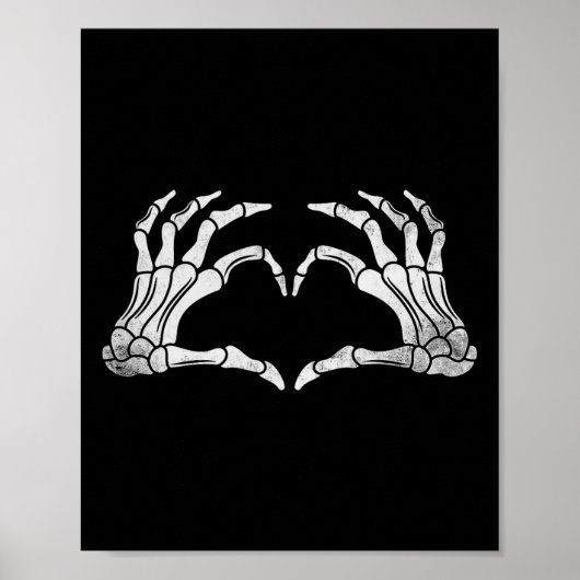 スケルトンハンドハートサインヴィンテージハロウィーンの衣装 ポスター (正面)