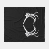 スケルトンハンドハートサイン衣装おかしなハロウィーン フリースブランケット (正面(横))