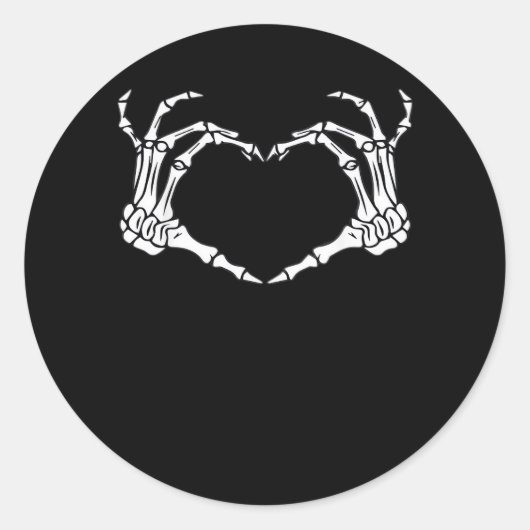 スケルトンハンドハートサイン衣装おかしなハロウィーン ラウンドシール (正面)