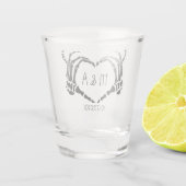 スケルトンハンドハートシェイプカスタムウェディング ショットグラス (裏面)