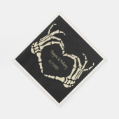 スケルトンハンドハートシェイプカスタムウェディング スタンダードランチョンナプキン (角)