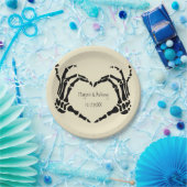 スケルトンハンドハートシェイプカスタムウェディング ペーパープレート (パーティー)