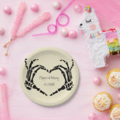 スケルトンハンドハートシェイプカスタムウェディング ペーパープレート (パーティー)