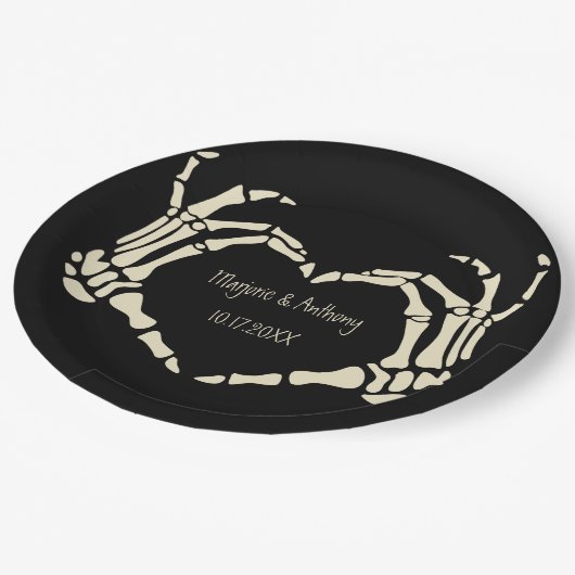 スケルトンハンドハートシェイプカスタムウェディング ペーパープレート (アングル)