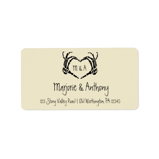 スケルトンハンドハートシェイプ差出人住所ラベル ラベル (正面)