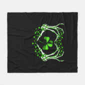 スケルトンハンドハートシャムロックSt patricks dayパディ フリースブランケット (正面(横))