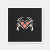 スケルトンハンドハートスケートボードヴァレンティンズデイファンン スタンダードカクテルナプキン (正面)