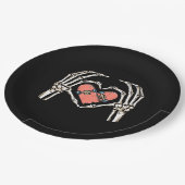 スケルトンハンドハートスケートボードヴァレンティンズデイファンン ペーパープレート (アングル)