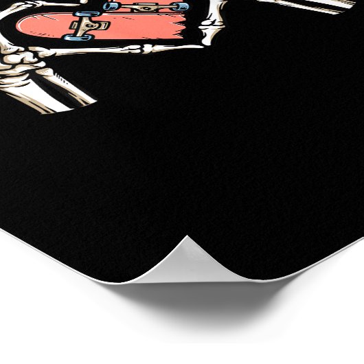 スケルトンハンドハートスケートボードヴァレンティンズデイファンン ポスター (角)