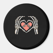 スケルトンハンドハートスケートボードヴァレンティンズデイファンン マグネット (正面)