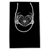 スケルトンハンドハートスパイダーウェブハロウィーンコブパー ミディアムペーパーバッグ (正面)