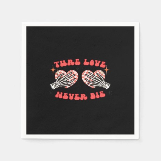 スケルトンハンドハートデザインクラシック スタンダードカクテルナプキン (正面)