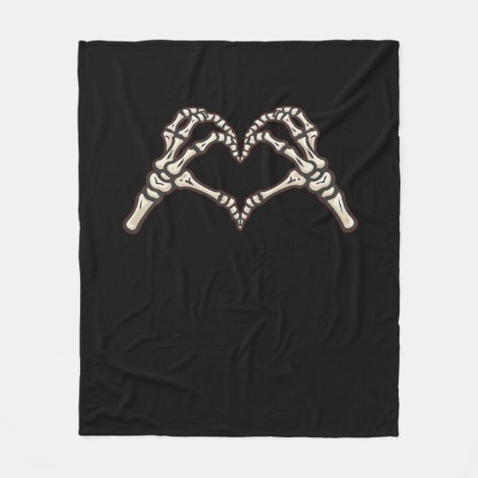 スケルトンハンドハートデザイン フリースブランケット (正面)