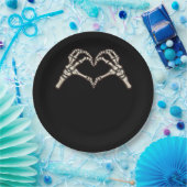 スケルトンハンドハートデザイン ペーパープレート (パーティー)