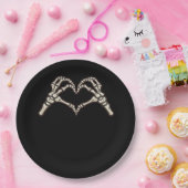 スケルトンハンドハートデザイン ペーパープレート (パーティー)