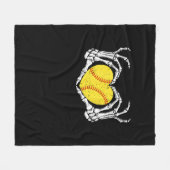 スケルトンハンドハートハロウィーン衣装ソフトボールWo フリースブランケット (正面(横))