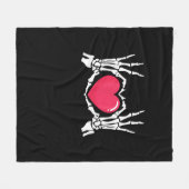 スケルトンハンドハートハロウィーン フリースブランケット (正面(横))