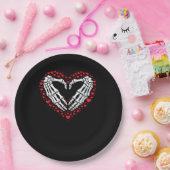 スケルトンハンドハートバレンタインズおもしろいデイカップルCu ペーパープレート (パーティー)