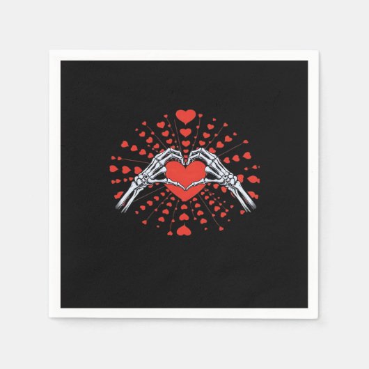 スケルトンハンドハートバレンタインズおもしろいデイ2025聞く スタンダードカクテルナプキン (正面)
