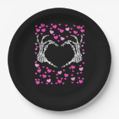 スケルトンハンドハートバレンティスデイウおもしろいイルス ペーパープレート (正面)