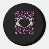 スケルトンハンドハートバレンティスデイウおもしろいイルス マグネット (正面)