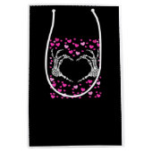 スケルトンハンドハートバレンティスデイウおもしろいイルス ミディアムペーパーバッグ (正面)