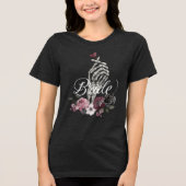 スケルトンハンドハートフローラゴシック水彩花嫁 トライブレンドTシャツ (正面)