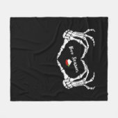 スケルトンハンドハートブシーズンクラシック フリースブランケット (正面(横))