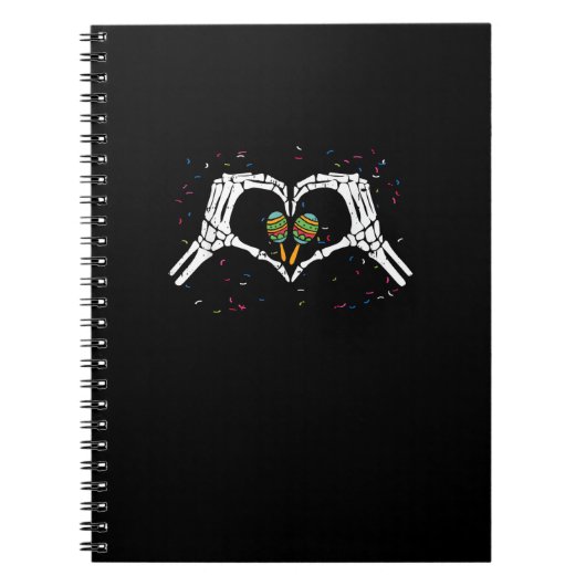スケルトンハンドハートマラカスCinco De Mayoメキシコ ノートブック (正面)