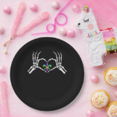 スケルトンハンドハートマルディグラ ペーパープレート (パーティー)