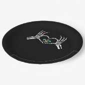 スケルトンハンドハートマルディグラ ペーパープレート (アングル)