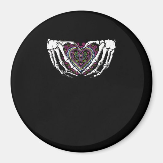 スケルトンハンドハートミュートメキシコの死の日 マグネット (正面)