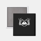 スケルトンハンドハートレイジーハロウィーンのおもしろい衣装N マグネット (正面/裏面)